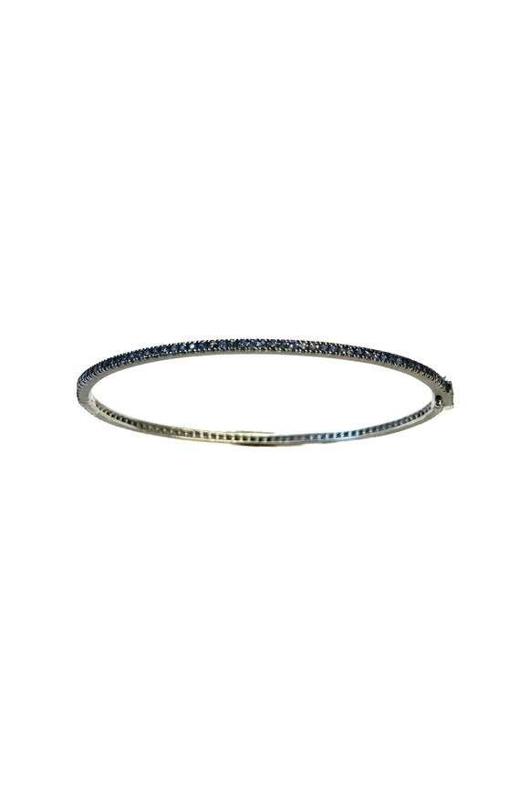 Nam Cho 18kt White Gold Blue Sapphire Pave Oval Bangle - view 1