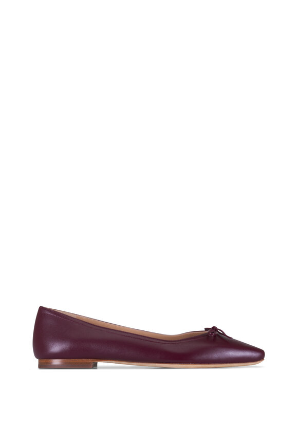 Veronica Beard Cailey Burgundy Leather Flat - view 2