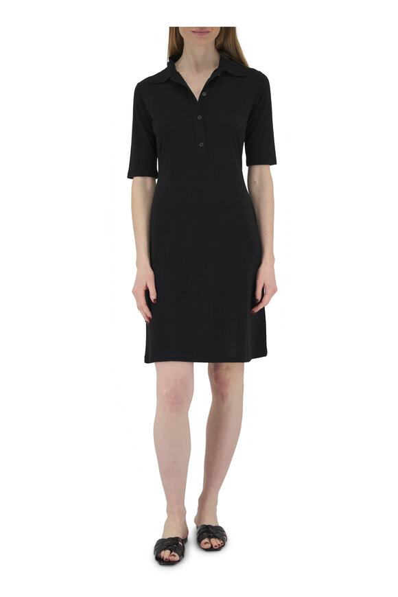 Vince - Black Elbow Sleeve Polo Shirtdress