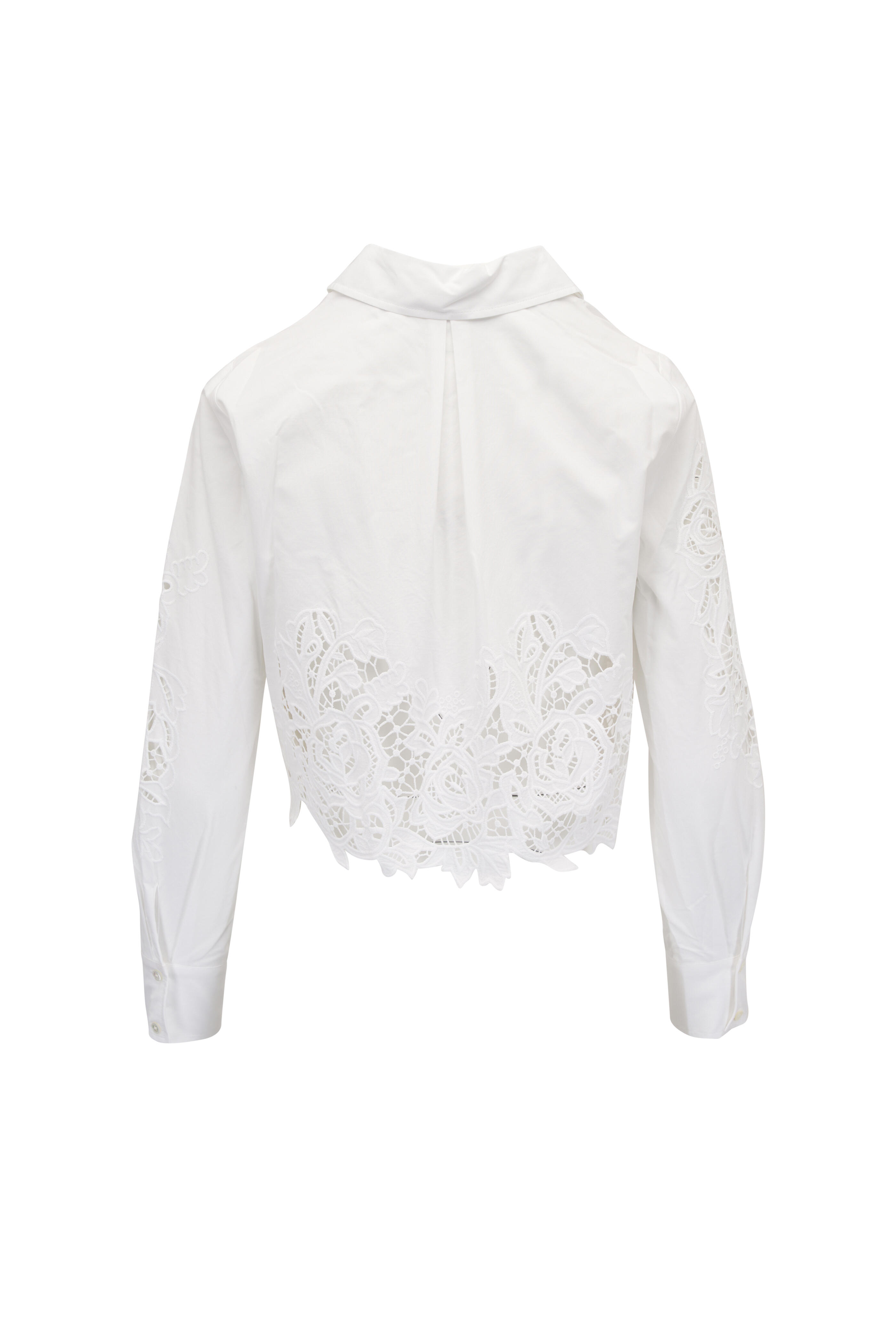 L'Agence - Seychelle White Lace Cropped Blouse