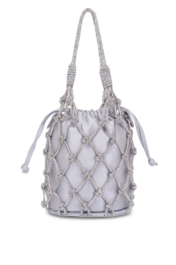Judith Leiber Couture Silver Crystal Net Pouch - view 2