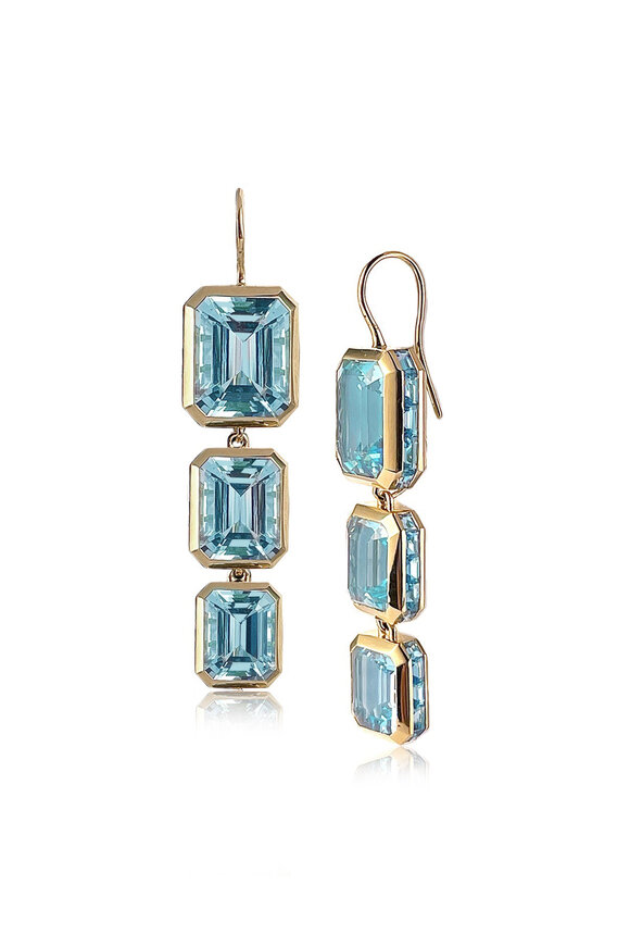 Nam Cho 18k Yellow Gold Bezel Triple Drop Earring - view 1