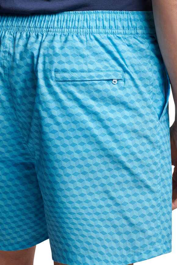 Peter Millar - Marina Blue Chiavari Cube Print Swim Trunks