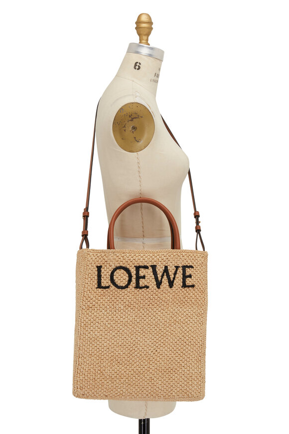 Loewe - A4 Logo North-South Raffia & Leather Tote Bag