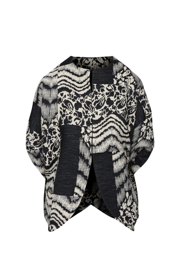 Zero + Maria Cornejo Rio Black Jacquard Feather Shrug
