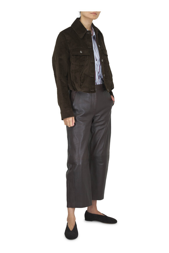 TWP Dark Brown Leather Slouchy Boyfriend Pant - view 2