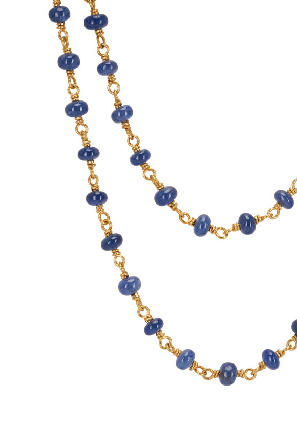 Caroline Ellen - Cabochon Blue Sapphire Bead Necklace