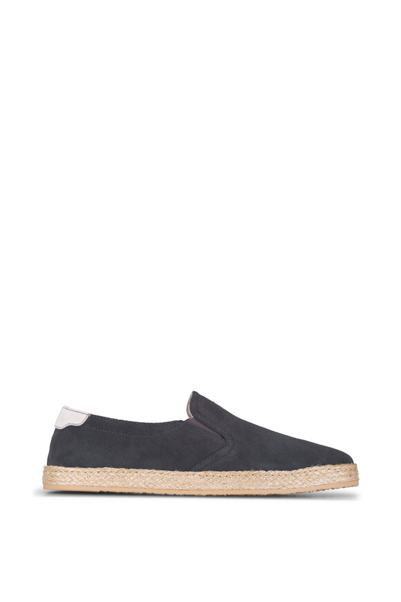 Brunello Cucinelli Gray Suede Espadrille Loafer - view 3