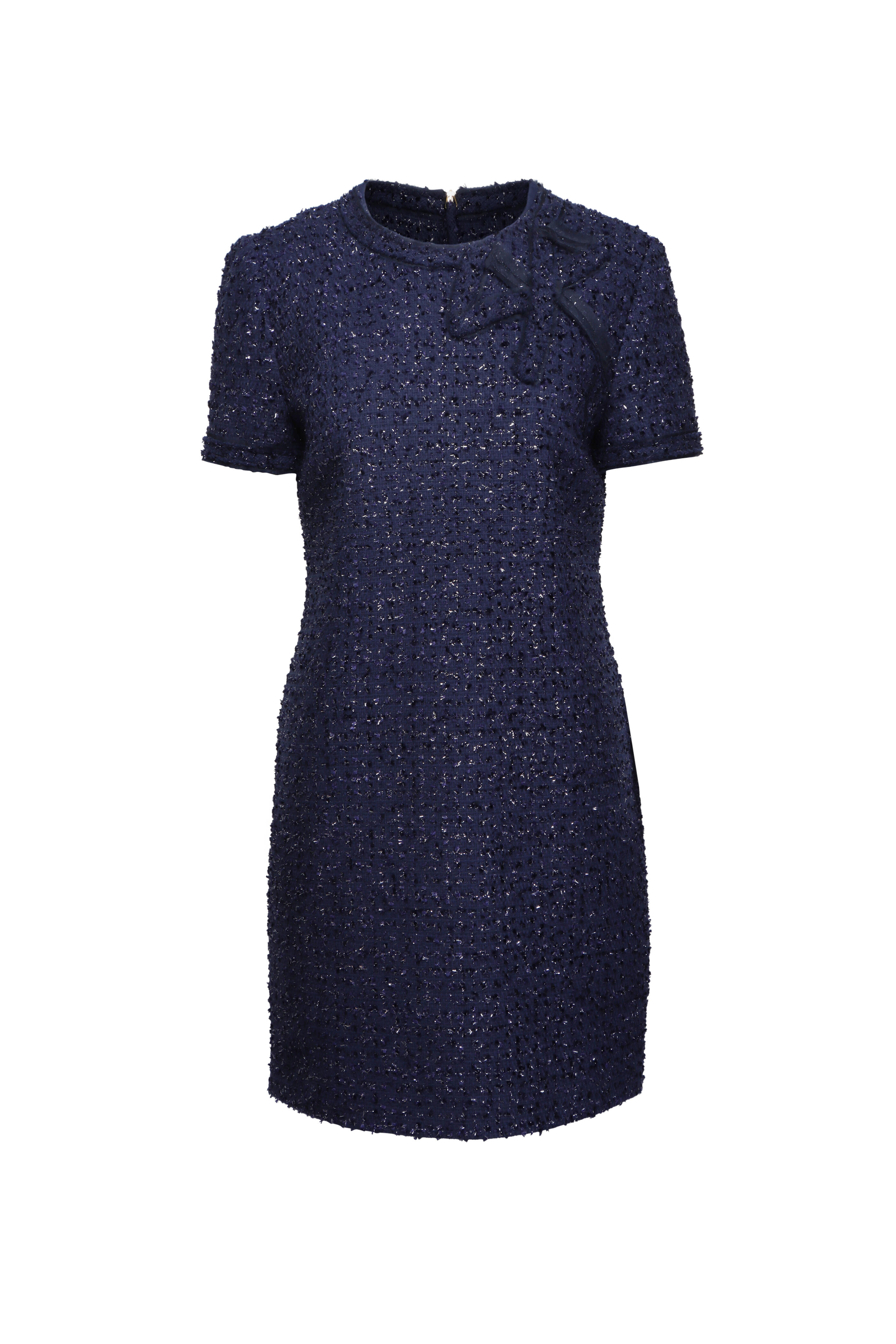 Carolina Herrera - Midnight Tweed Mini Shift Dress