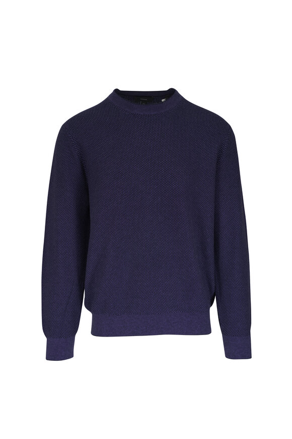Vince Purple Jacquard Wool, Cotton & Cashmere Sweater