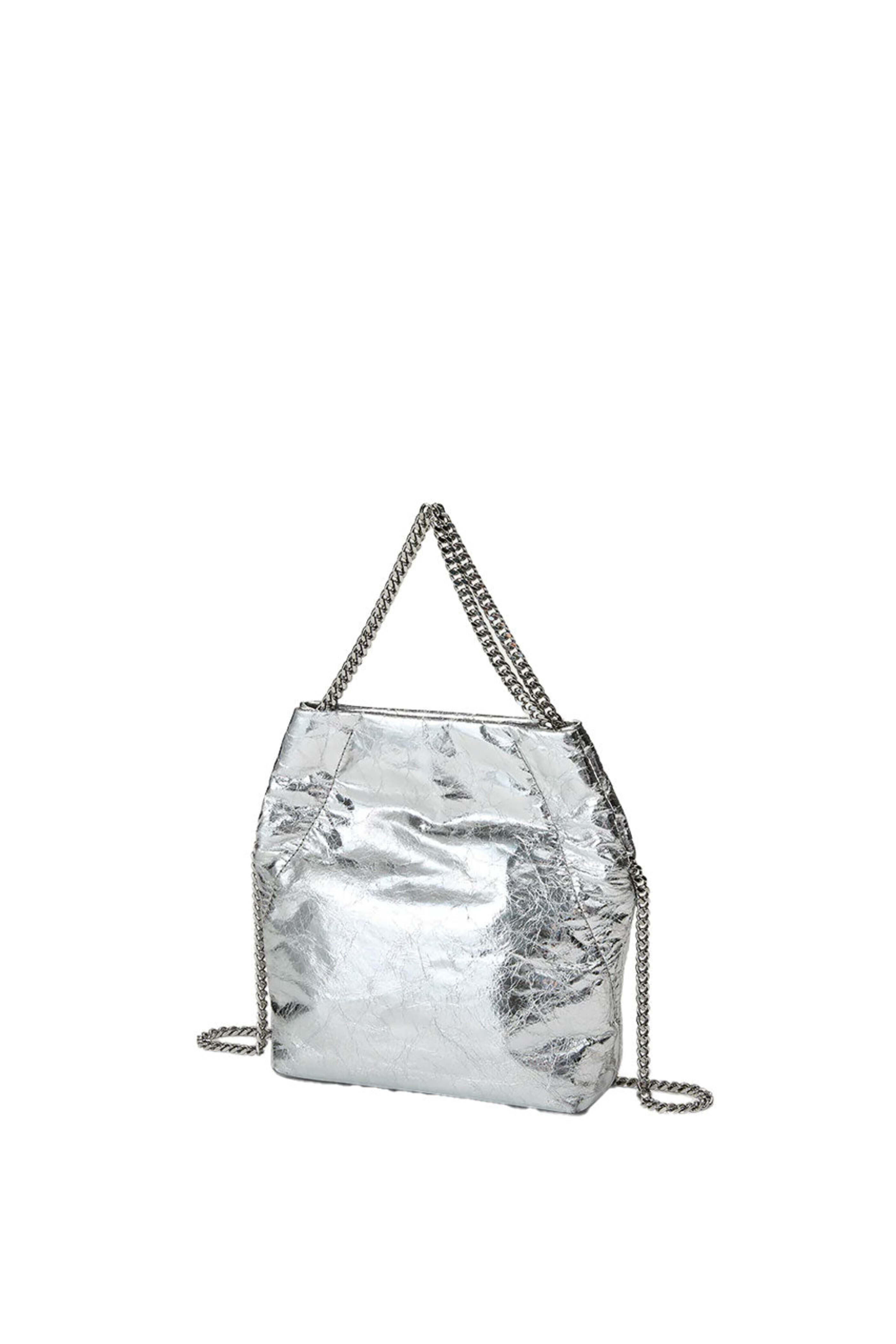 Veronica Beard - Small Metallic Slouch Shoulder Bag in Silver