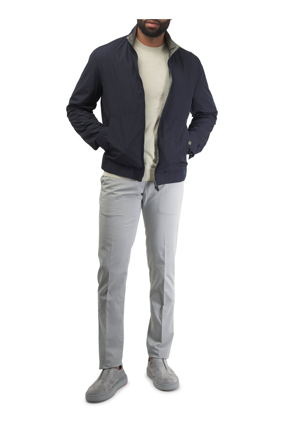 PT Torino Light Gray Cotton &Silk Flat Front Chino - view 2