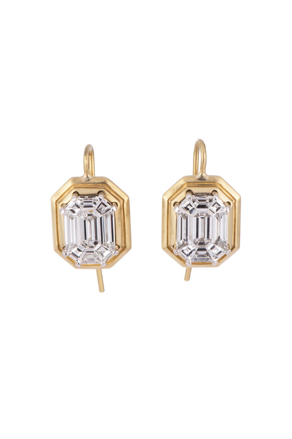 Sylva & Cie 18k Yellow Gold Mosaic Diamond Earrings