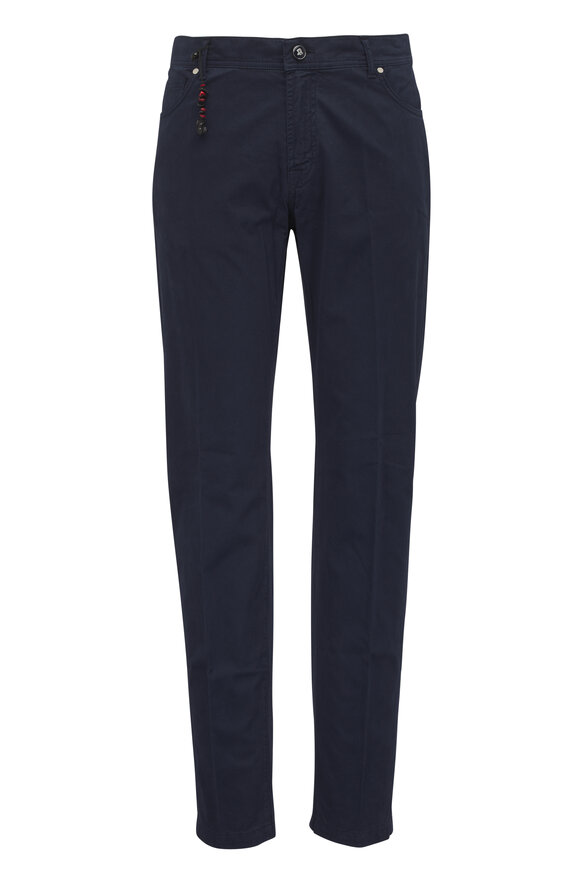 Marco Pescarolo Navy Blue Supima Cotton Five Pocket Pant