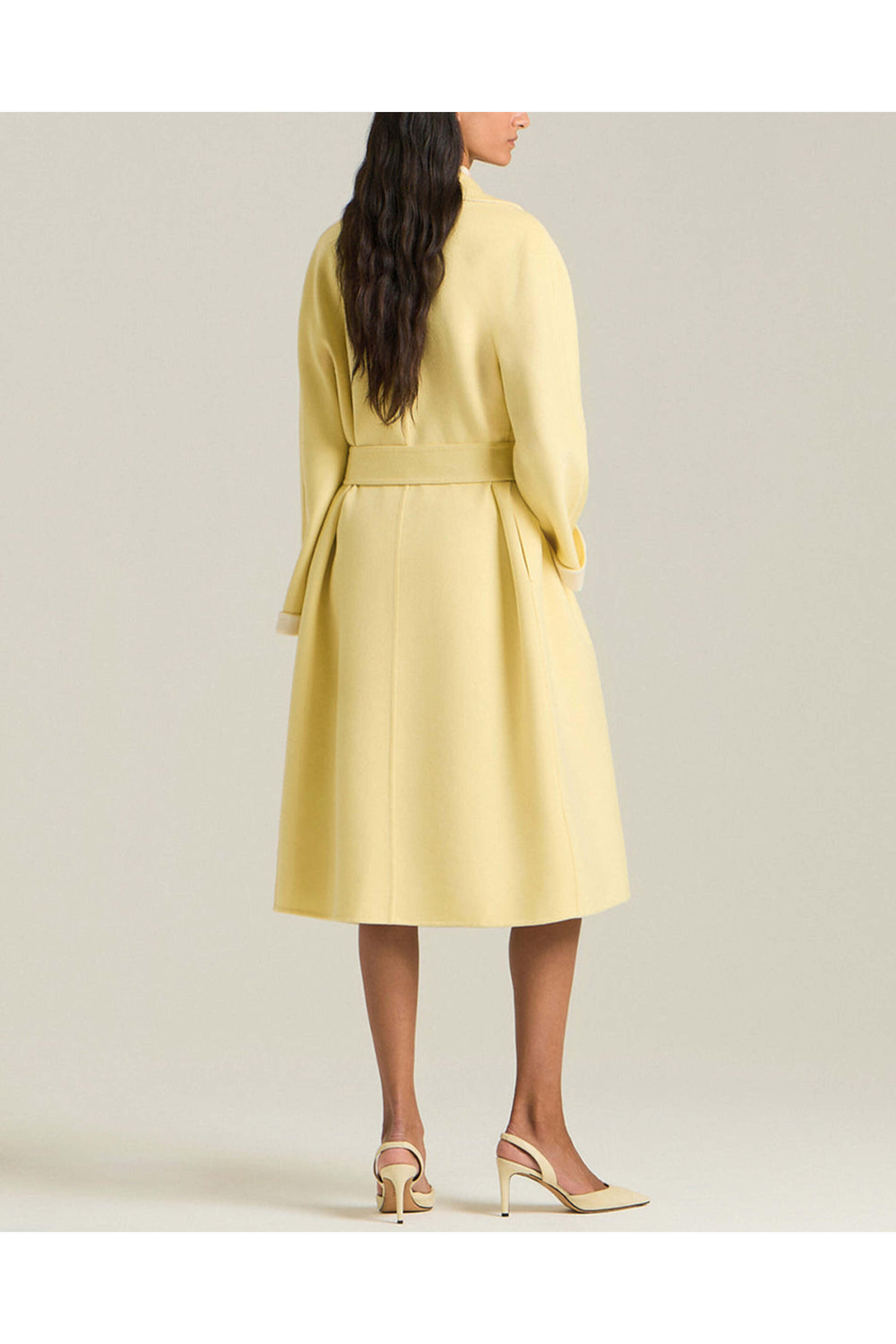 Kiton - Yellow and Cream Belted Cashmere Coat