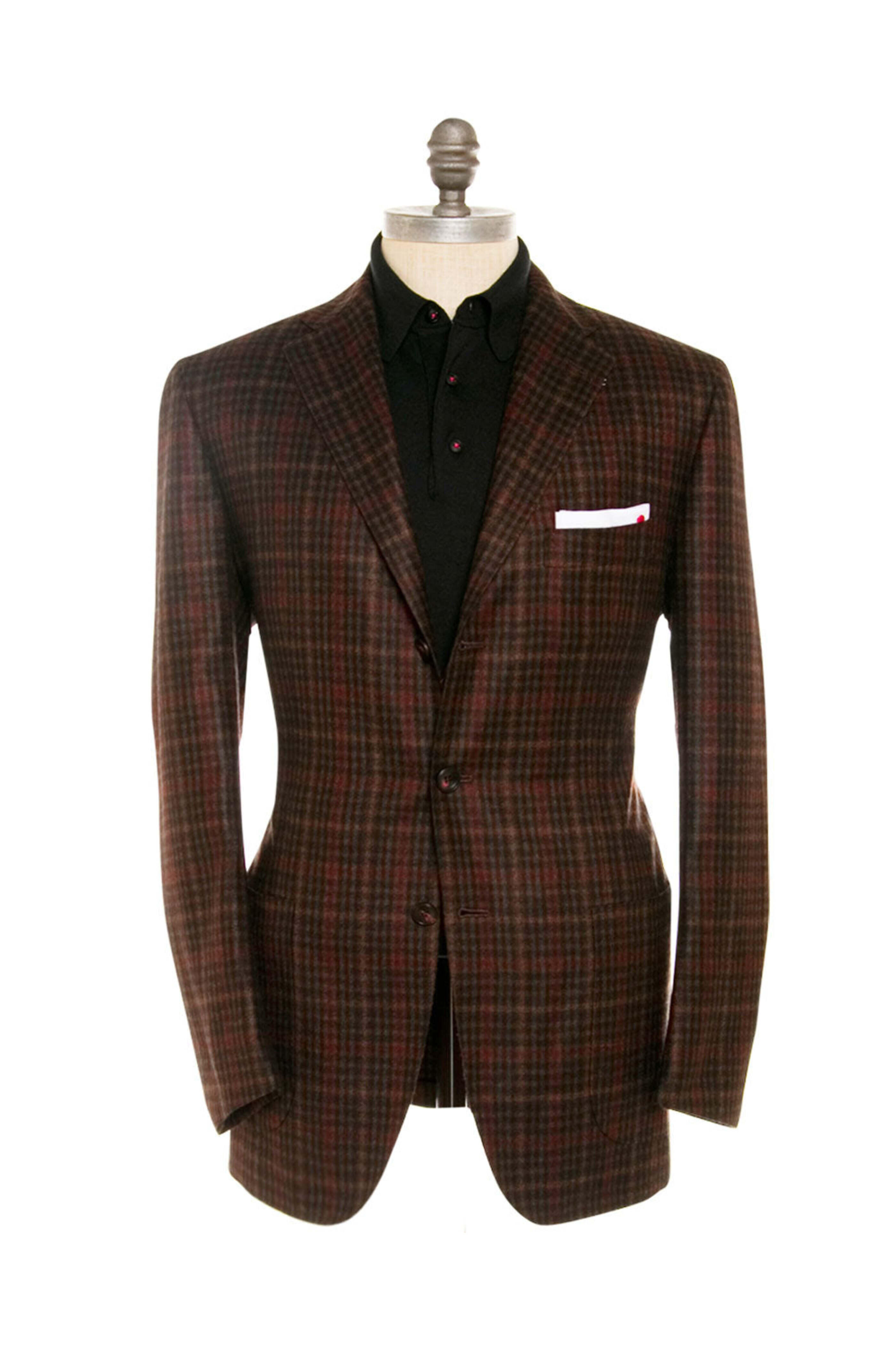 Kiton - Rust and Chocolate Plaid Sportcoat