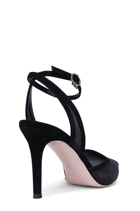 Gianvito Rossi Black Sheer Organza Ankle Strap Pump - view 3