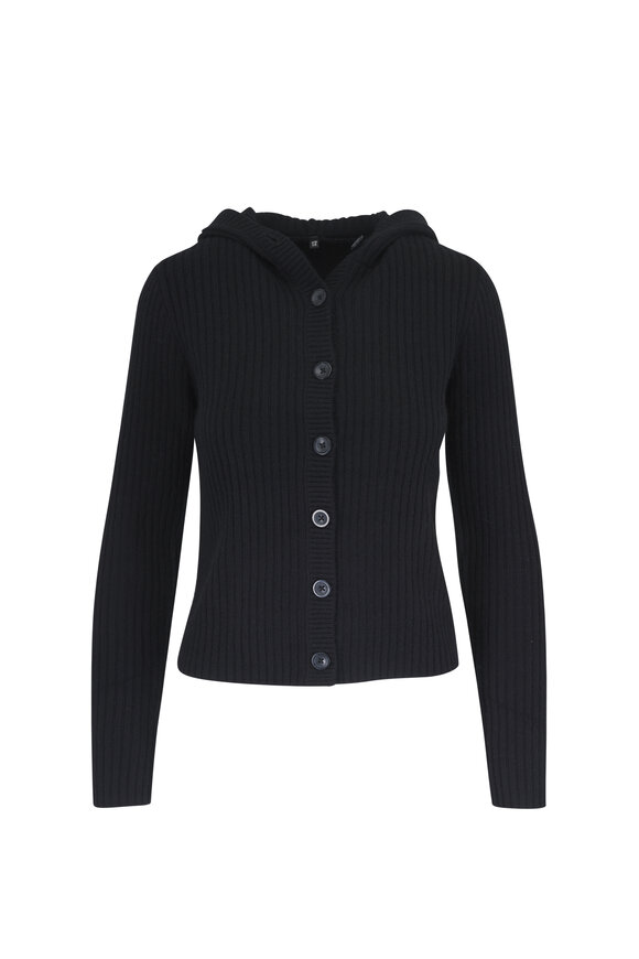 R13 Black Cashmere Ribbed Cardigan - view 1