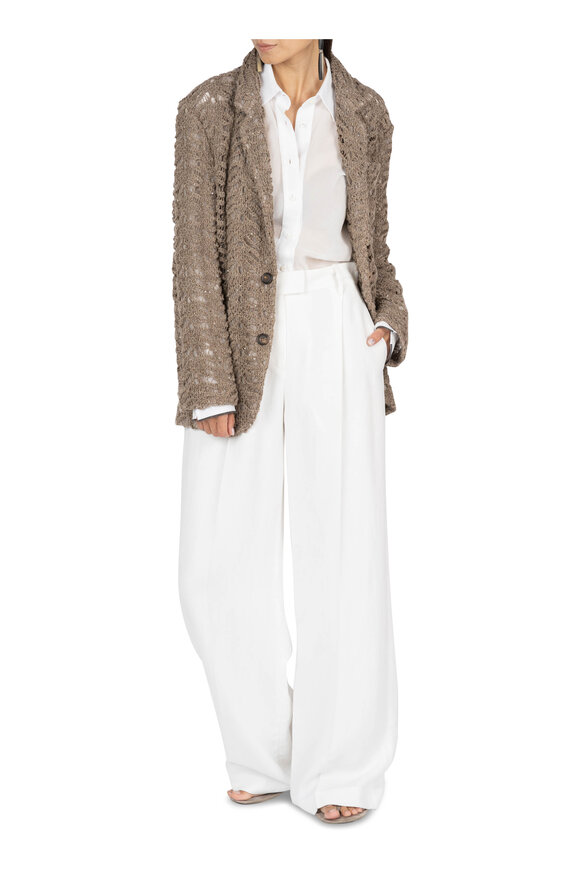 Brunello Cucinelli - White Wide Leg Linen Pant