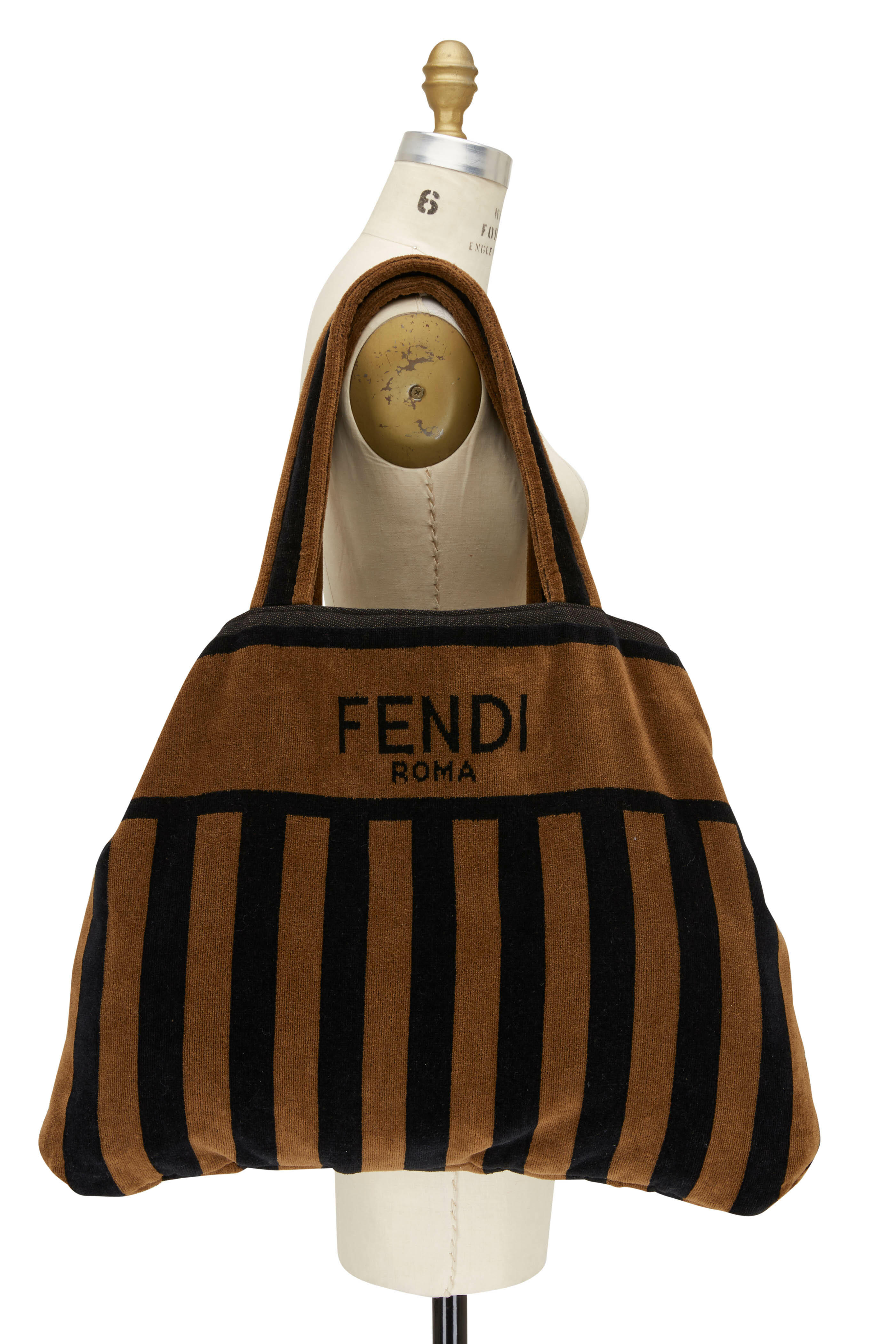 Fendi Brown x Black Monogram FF Roll Tote Bag Leather ref.421877