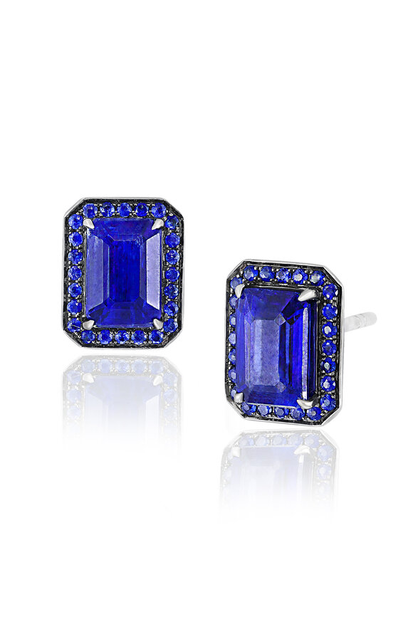 Nam Cho - Emerald Cut Sapphire Earrings