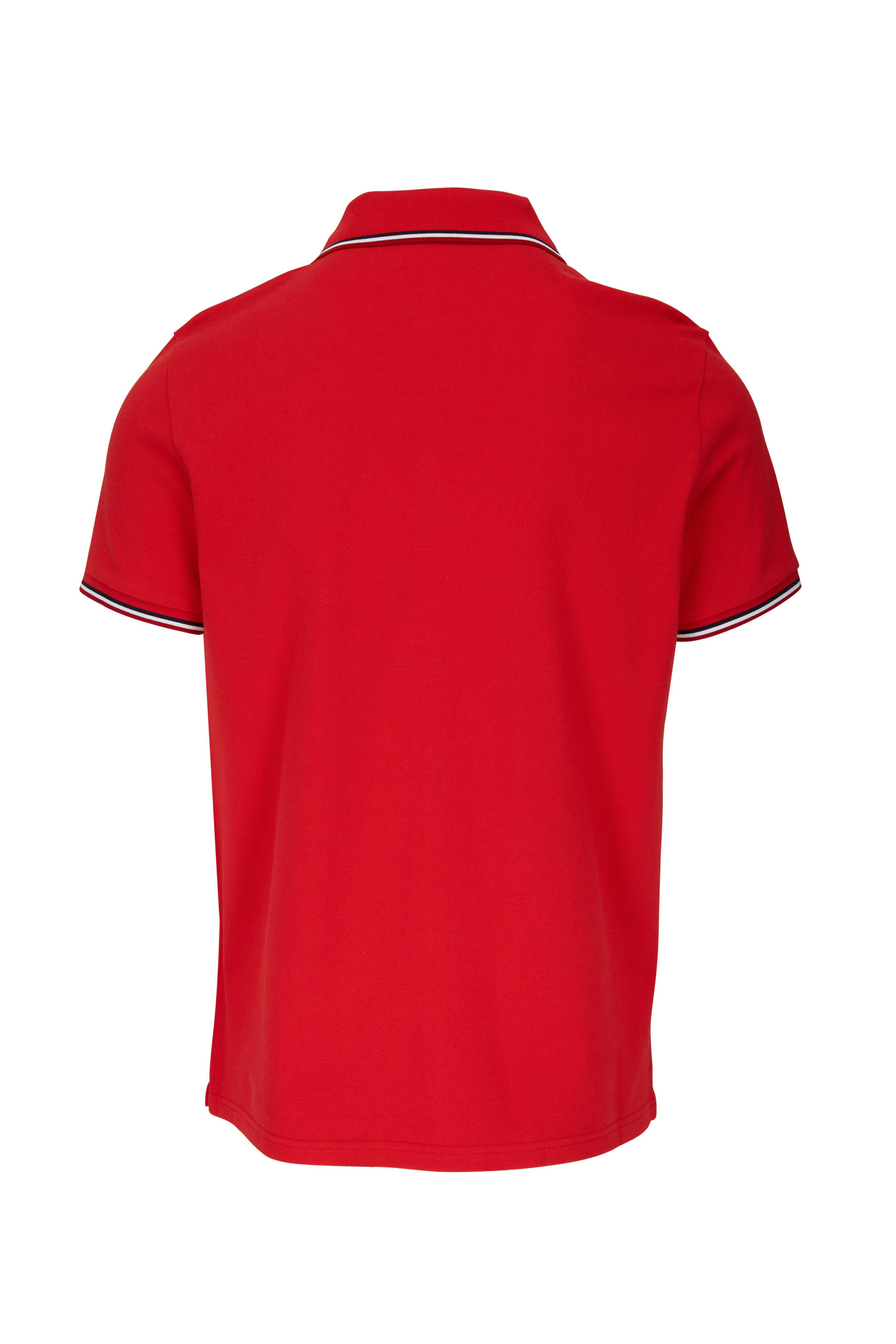 Moncler - Red Piqué Stripe Trim Polo