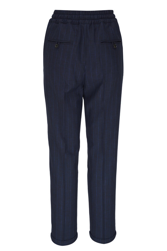 Kiton - Navy Pinstripe Wool Jogger 