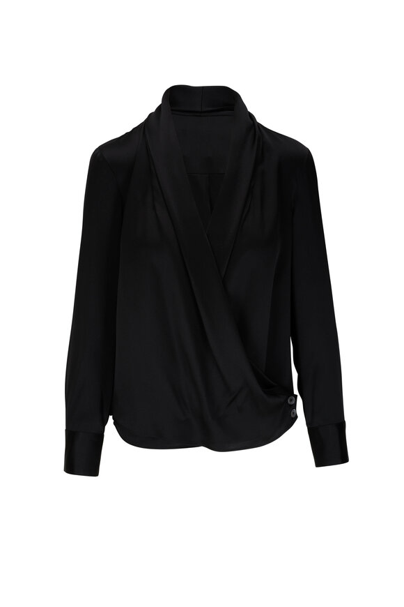 TWP - Stacey Black Silk Charmeuse Blouse