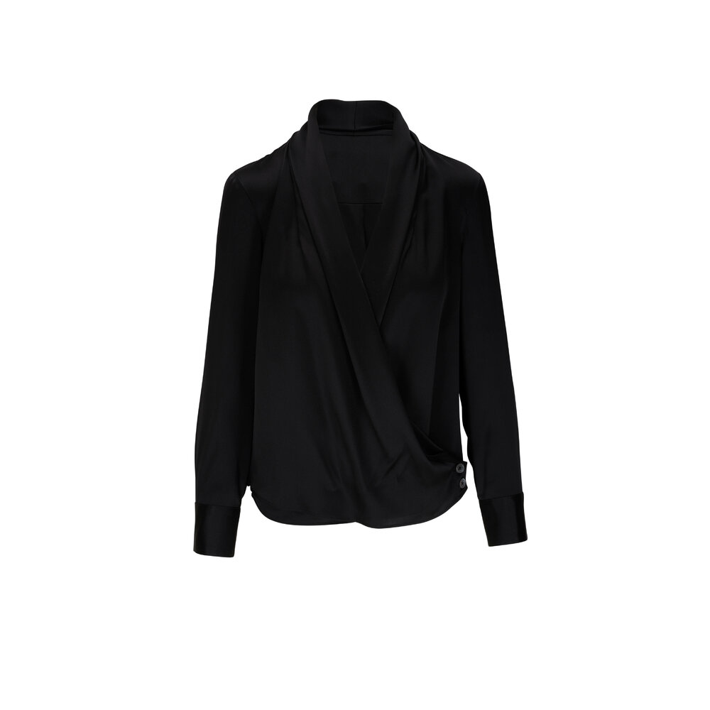 TWP - Stacey Black Silk Charmeuse Blouse | Mitchell Stores
