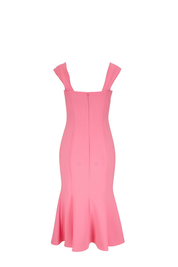 Carolina Herrera - Pink Draped Trumpet Midi Dress