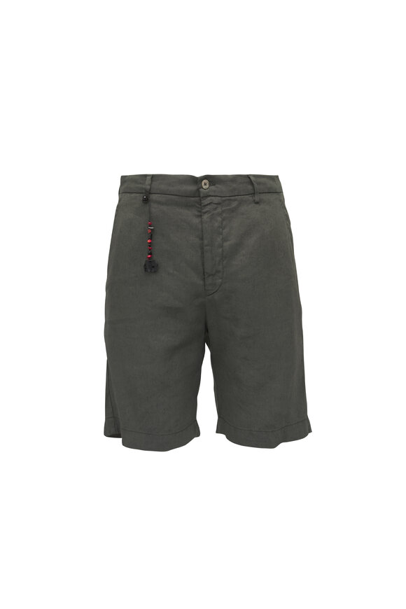 Marco Pescarolo Dark Olive Linen Bermuda Short