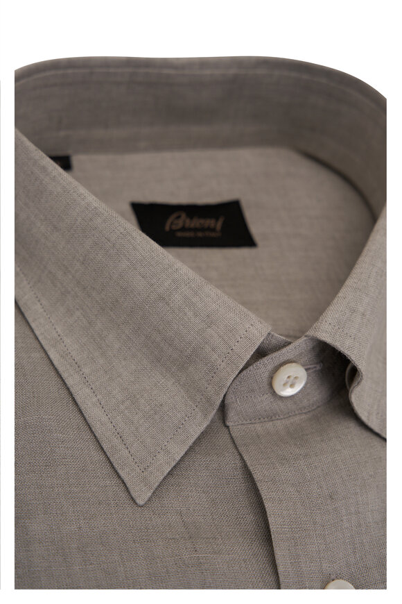 Brioni - Solid Gray Linen Sport Shirt 