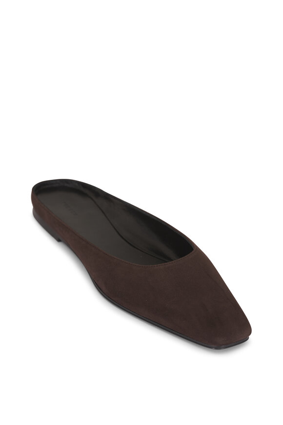 The Row June Lacquer Brown Suede Flat Mule - view 1