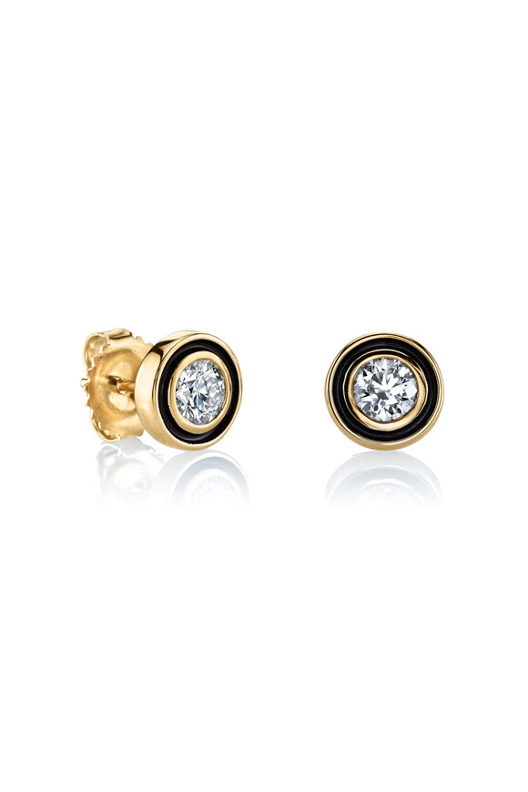 Sydney Evan 14k Yellow Gold Enamel & Diamond Studs - view 1