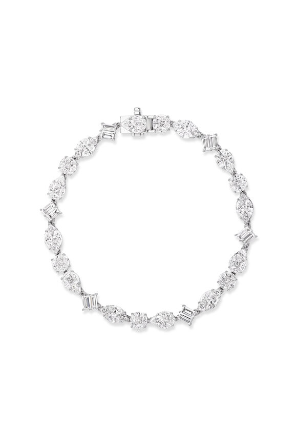 Nam Cho 18k White Gold Diamond Multi-Shape Tennis Bracelet