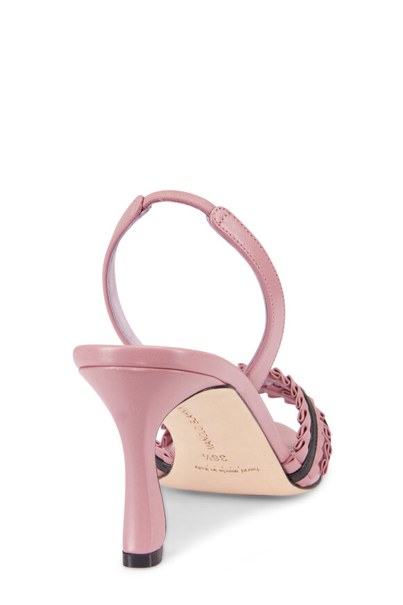 Manolo Blahnik Volusan Pink Leather Slingback Sandal, 70mm - view 3