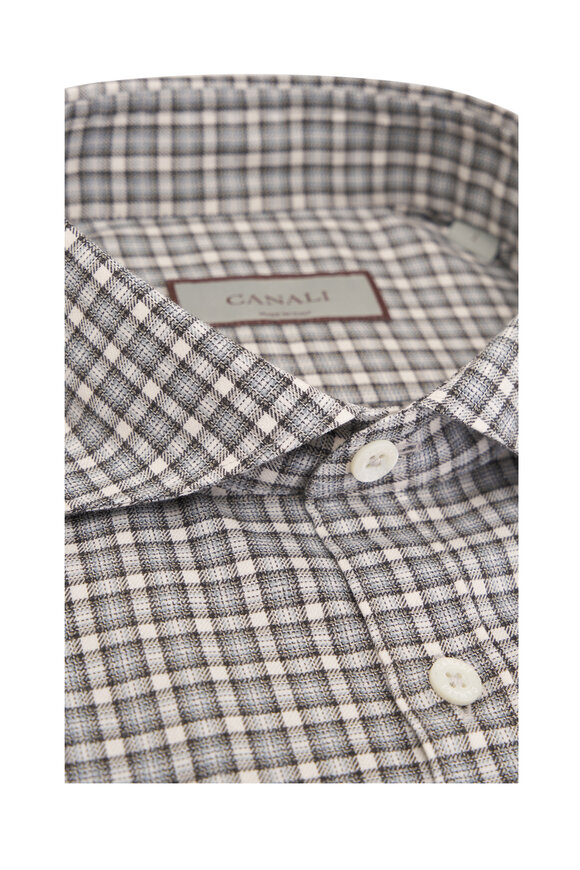 Canali - Gray & Black Check Cotton Sport Shirt