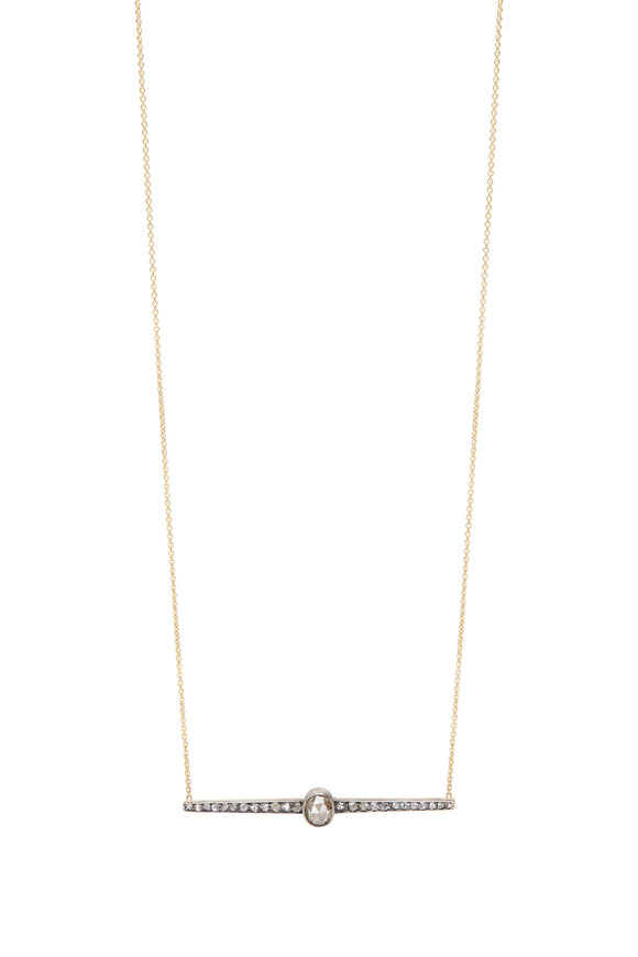 Renee Lewis Yellow Gold Diamond Bar Necklace