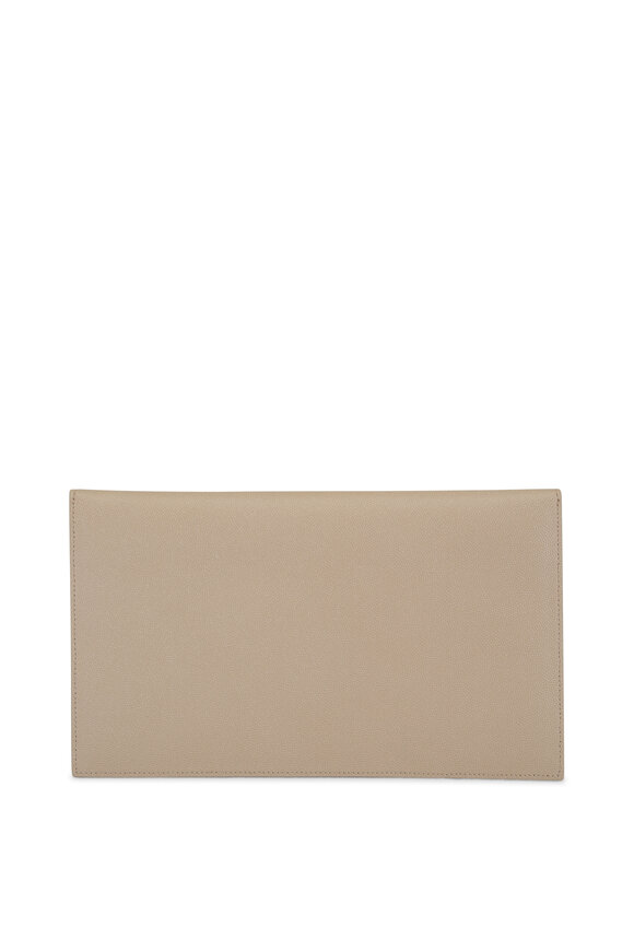 Saint Laurent - Uptown Pouch Dark Beige Grained Leather Clutch