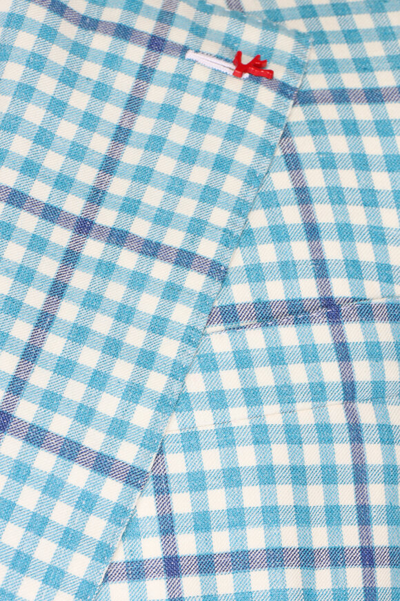 Isaia Teal & Navy Blue Check Sportcoat - view 3