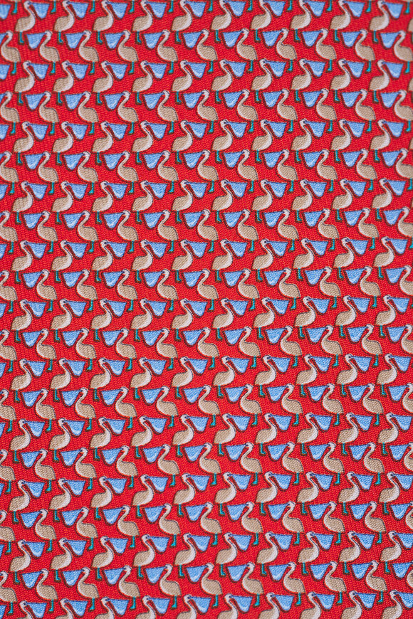 Ferragamo Orange Pelican Print Silk Necktie - view 2