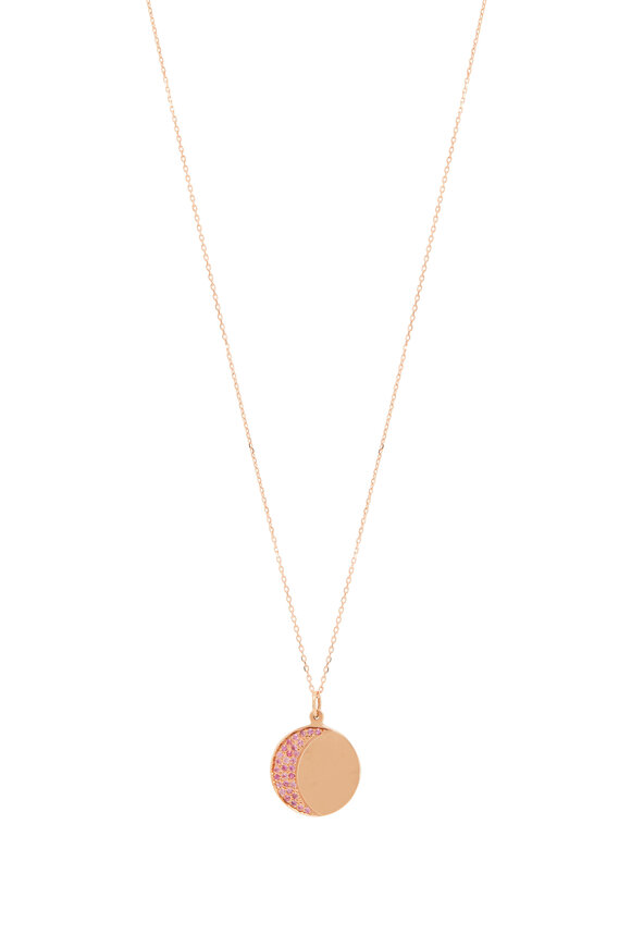 Genevieve Lau 14K Rose Gold & Pink Sapphire Moon Disc Necklace