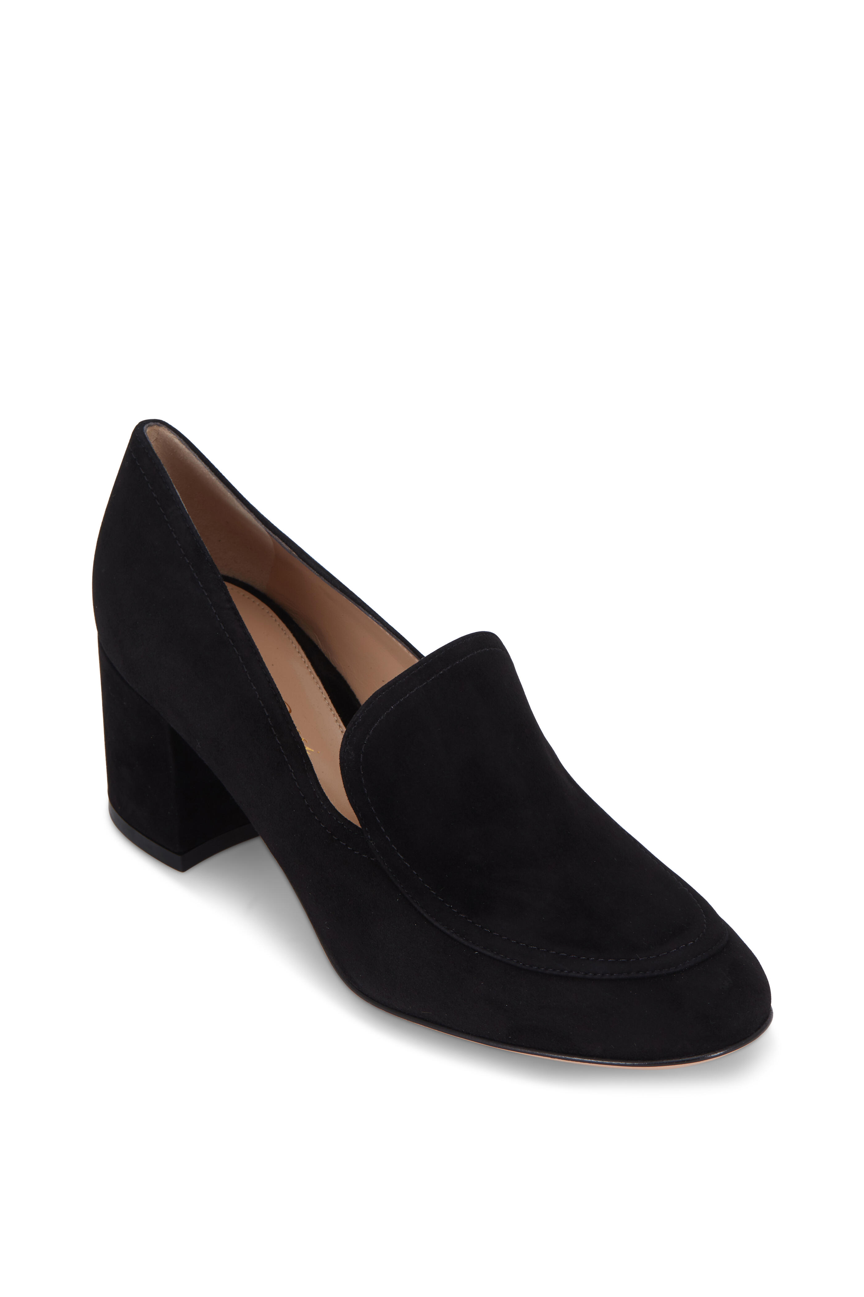 Gianvito Rossi - Black Suede Chunky Heel Loafer, 60mm