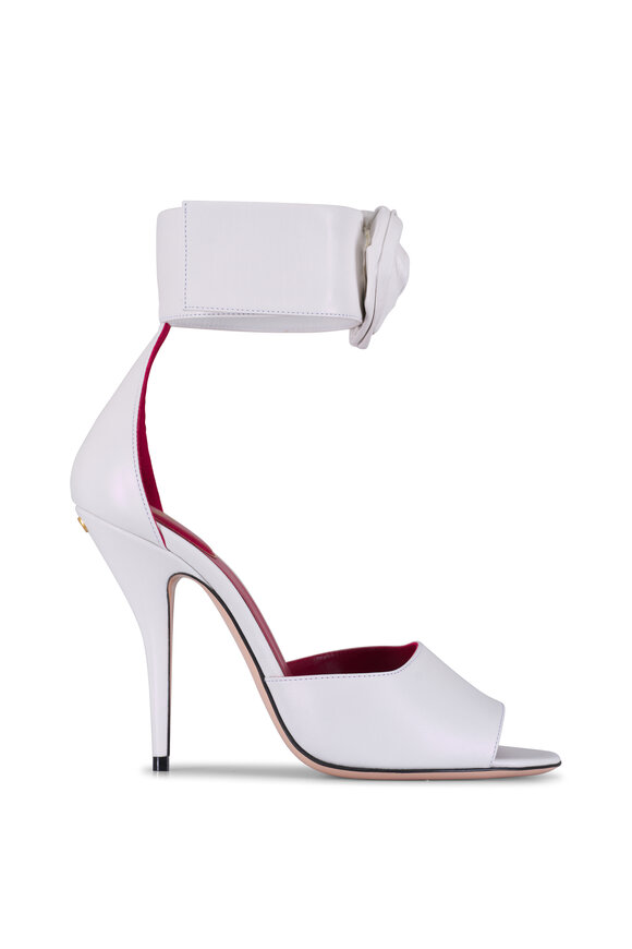 Valentino Garavani Drip Rose Kidskin White Crystalized Sandal, 105mm - view 2