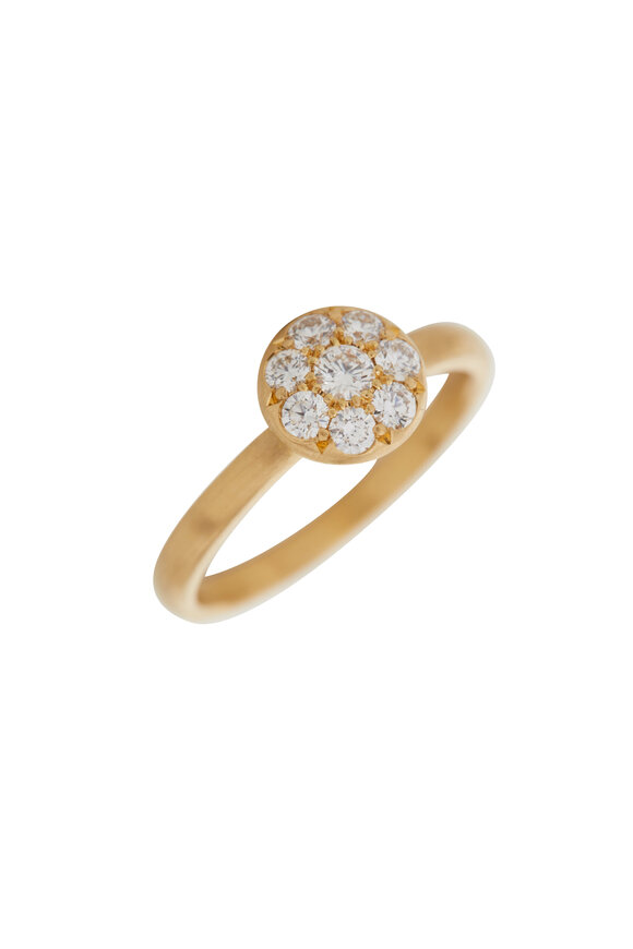 Caroline Ellen 20K Yellow Gold Pavé Diamond Lentil Ring