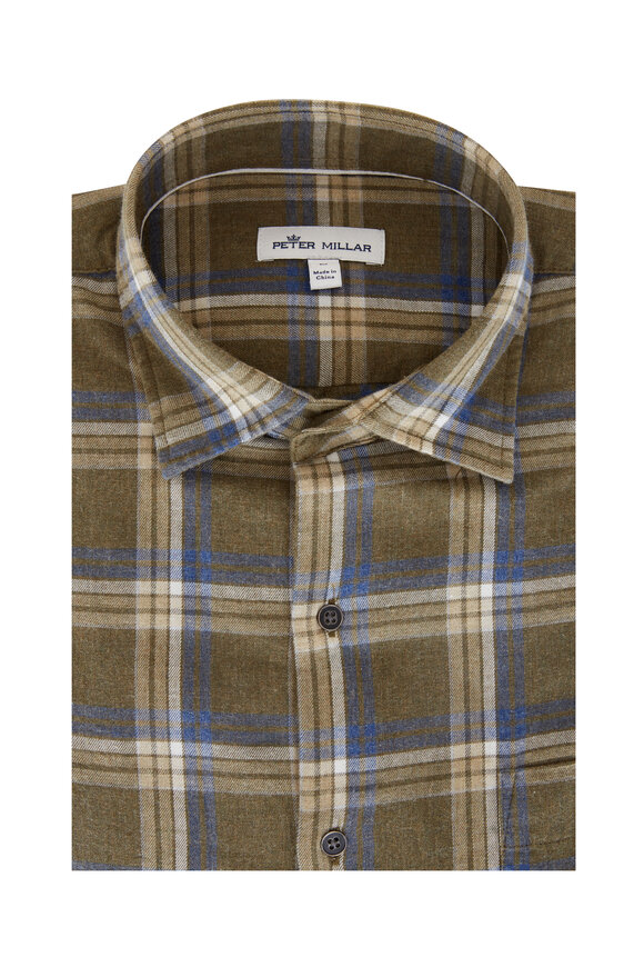 Peter Millar - Olive Plaid Flannel Sport Shirt | Mitchell Stores