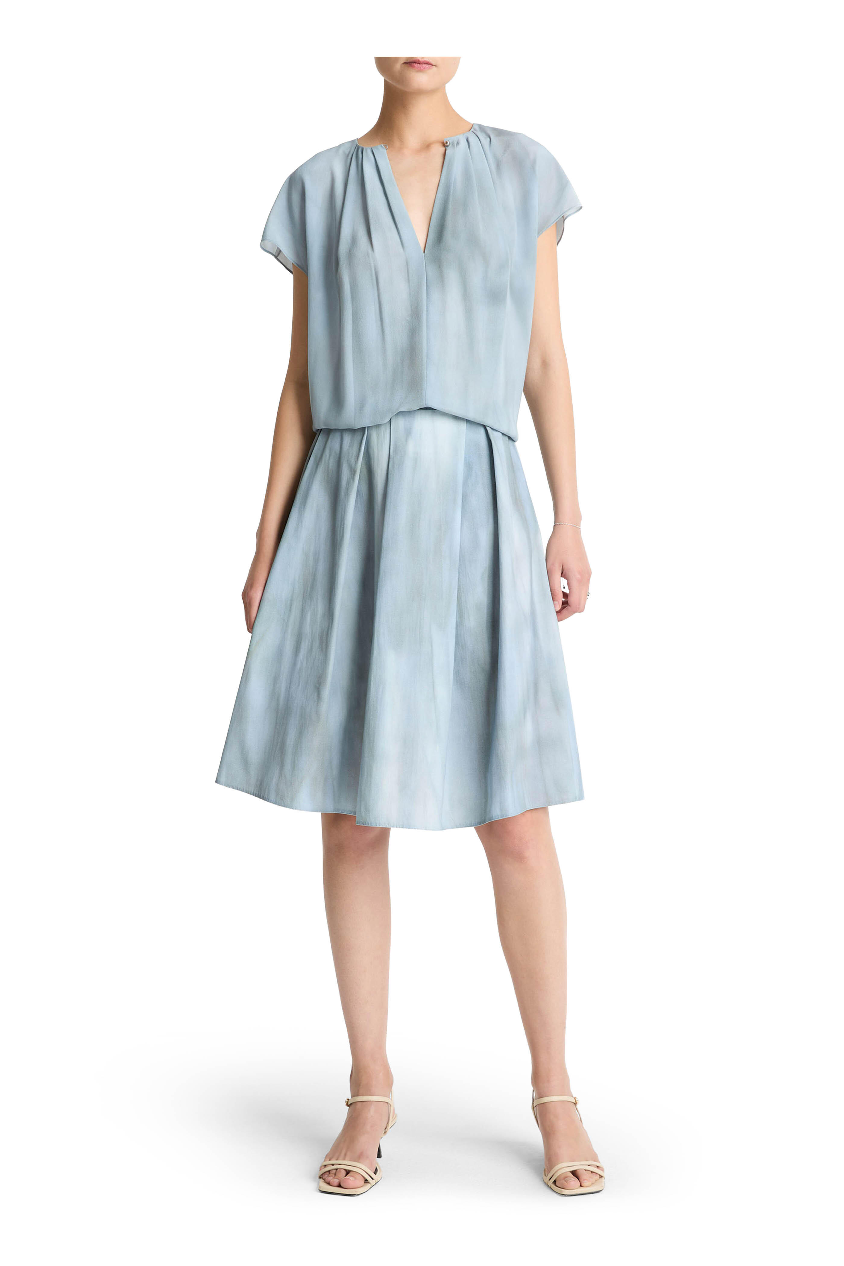Vince - Azura Wash Ombré Cotton Pleated Knee Skirt - view 2