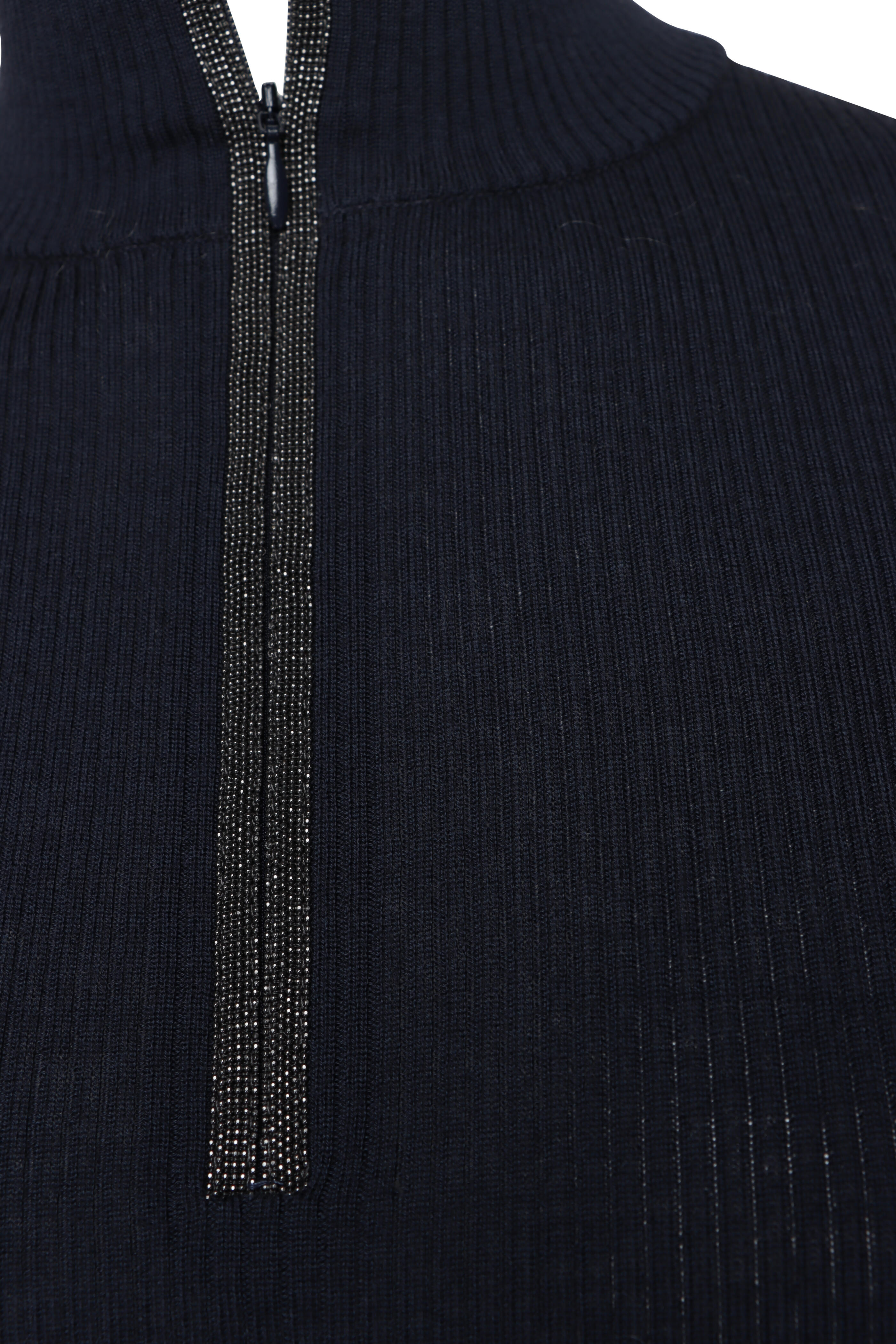 Brunello Cucinelli - Navy Blue Monili Quarter Zip Pullover