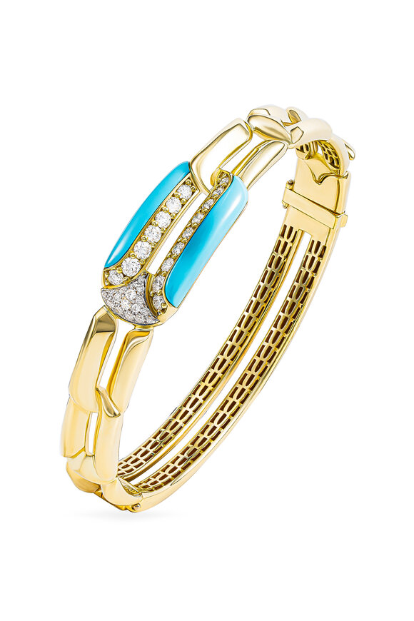 Miseno 18k Yellow Gold Arco Turquoise & Diamond Bracelet
