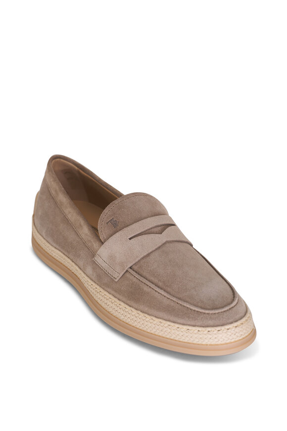 Tod's Gomma Espadrille Gray Suede Loafer